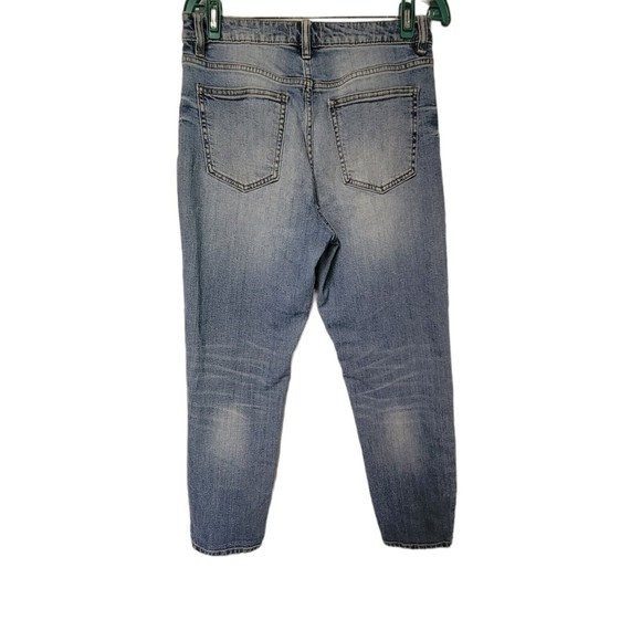 Oasis by EUNINA 9 High Rise Cropped Destroyed‎ Ripped Skinny Denim Blue Jeans - Picture 4 of 5